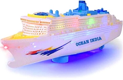 QBIC Ocean India Toy Cruise Ship Model Automatic Ocean Liner with Musical Flashing Light Electric Toy for Children and Decor(Multicolor, Pack of: 1)