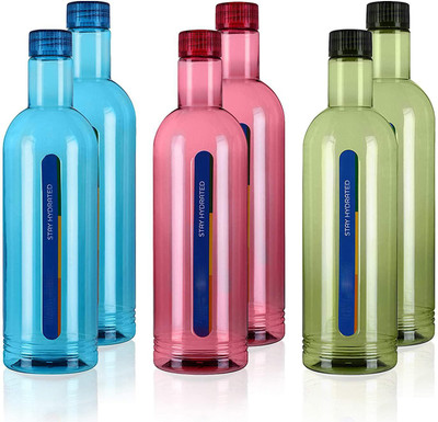 AVAIKSA 1000 ml PET Bottle(Pack of 6, Multicolor)