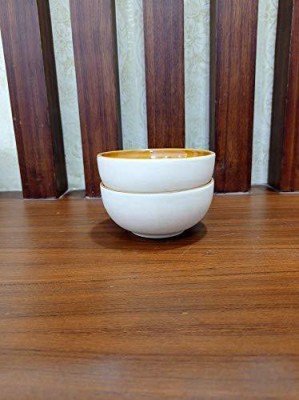 caffeine Ceramic Vegetable Bowl NT401B(Pack of 2, White, Brown)