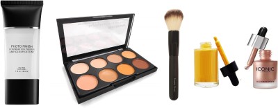 Vedy LONG LASTING MAKEUP PROFESSIONAL SPECIAL COMBO KIT FOR GIRLS AND WOMEN OIL AND WAX FREE COVER STUDIO ULTRA BASE CONCEALER PALETTE, 16G (SET OF 8 COLOUR ) , PROFESSIONAL MAKEUP FACE BLUSH POWDER BRUSH TOOL , PHOTO FINISH FOUNDATION PRIMER UNIFICATEUR DETEINT, OIL-FREE NON GRAS N40 ML NET WT 1.44