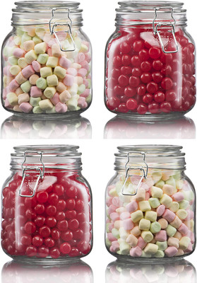 escora Glass Grocery Container  - 750(Pack of 4, Clear)