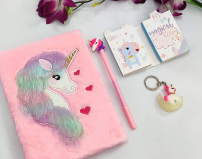 Tera13 unicorn A5 Diary ruled 100 Pages(Multicolor, Pack of 4)