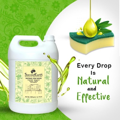 SacredEarth Natural Dish Wash Liquid with Soap Nuts (5000 ml) Dish Cleaning Gel(Natural Fragrance, 5 L)