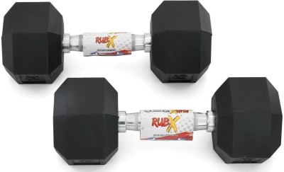 RUBX Rubber Coated Professional Exercise Hex Dumbbells 6 kg (Pack of Two) Fixed Weight Dumbbell(12 kg)