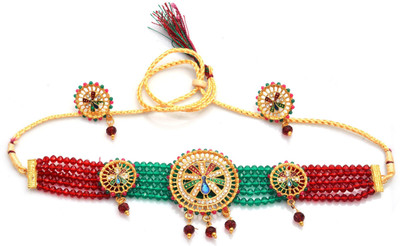 mohit jewellers Brass Gold-plated Multicolor Jewellery Set(Pack of 1)