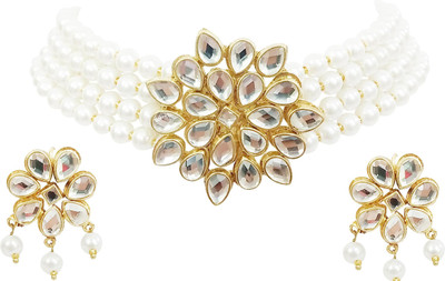 Anahat collection Alloy Gold-plated White Jewellery Set(Pack of 1)