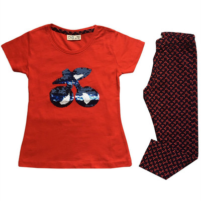 Fabdrap Girls Casual T-shirt Legging(Red)