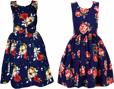 SHANAYA MODA Baby Girls Midi/Knee Length Casual Dress(Multicolor, Sleeveless)