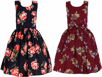 Giggles Baby Girls Below Knee Casual Dress(Multicolor, Sleeveless)