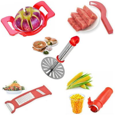 Samarpan Masher + chopper (Pack Of 5) Kitchen Tool Set(Masher, Chopper, Grater, Slicer)