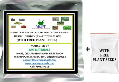 MGBN MEDICINAL SEEDS COMBO FOR HOME REMEDY HERBAL GARDEN (5 VARIETIES, 25 GM) Seed (5 per packet)(WITH FREE PLANT SEEDS) Seed(5 per packet)