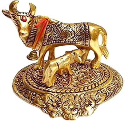 LOTUS RISE Left brain creation Cow Decorative Showpiece - 15 cm (Iron, Gold) Decorative Showpiece  -  15 cm(Brass, Gold)