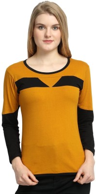 Viral Trend Self Design Women Round Neck Yellow T-Shirt