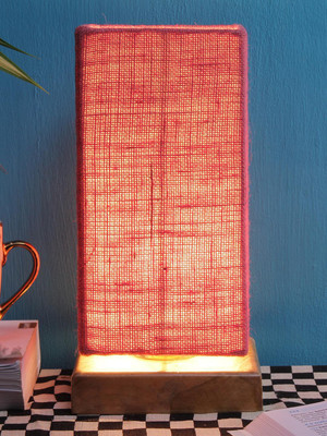 Devansh Pink Jute shade with Square wood Base Table Lamp(31 cm, Pink)