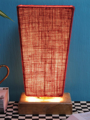 Devansh Maroon Pyramid Jute shade with Square wood Base Table Lamp(31 cm, Maroon)