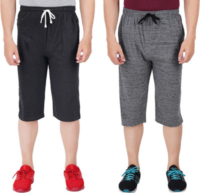 FEEL TRACK Solid, Printed Men Three Fourths