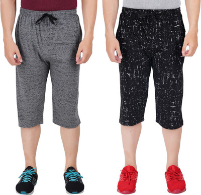 FEEL TRACK Solid, Printed Men Three Fourths