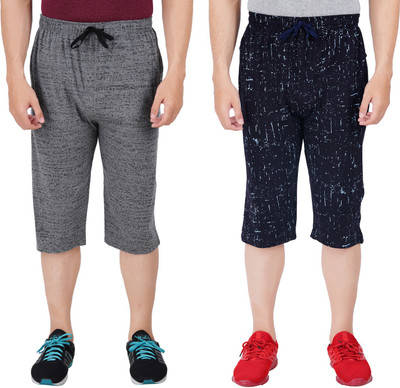 FEEL TRACK Solid, Printed Men Three Fourths