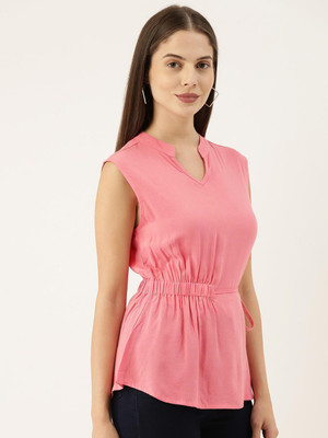 THE DRY STATE Casual Solid Women Pink Top