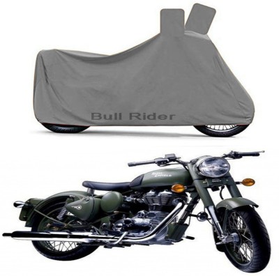 Bull Rider Waterproof Two Wheeler Cover for Royal Enfield(Battle Green, Grey)