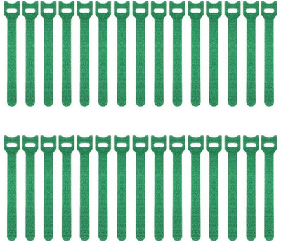 SYGA Velcro Cable Tie, Hook and Loop Straps Fastener, Nylon Reusable Self-adhesive Cable Organiser for PC TV USB Network Cable, Velcro Tape for Home and Office-12mm x 150mm Length (Green) 30pcs Sew-on Velcro(Green)