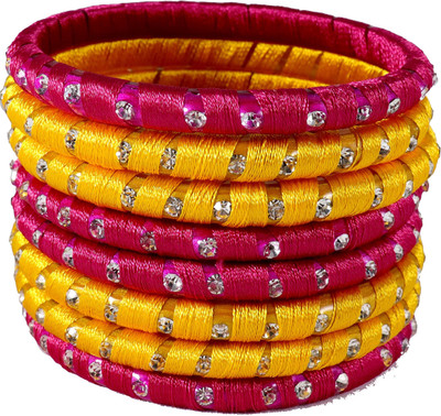 ZULKA Glass Zircon Bangle Set(Pack of 8)