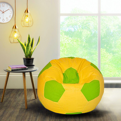 Devogue XXL Chair Bean Bag Cover  (Without Beans)(Yellow, Green)