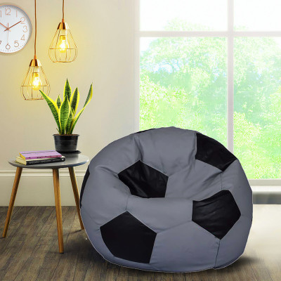 Devogue XXL Chair Bean Bag Cover  (Without Beans)(Grey, Black)