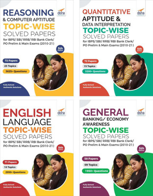 Reasoning/ Quantitative Aptitude/ English/ General Awareness Topic-wise Solved Papers for IBPS/ SBI/ RRB/ RBI Bank Clerk/ PO Prelim & Main Exams (2010-21) Combo 5th Edition(Paperback, Disha Experts)