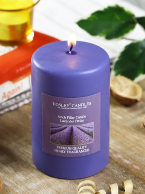 Hosley Lavender Fields Fragrance Soy & Paraffin Wax Candles|60 Hours Burn Time|4 Inch Candle(Purple, Pack of 1)