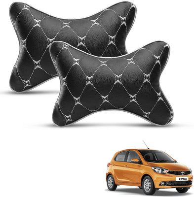 MOCKHE Black, Beige Leatherite Car Pillow Cushion for Tata(Rectangular, Pack of 2)