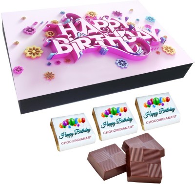 CHOCOINDIANART Special, Happy BirthDay, 12 Chocolate New Gift Box, Truffles(12 x 1 Units)