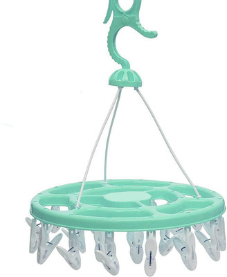 Cosmos Cloth Drying Stand Hanger with 24 Clips/pegs, Baby Clothes Hanger Stand, Round Plastic Cloth Clips Plastic Cloth Clips(Green)