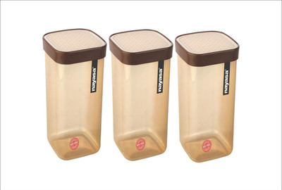 NAYASA Plastic Grocery Container  - 2100 ml(Pack of 3, Brown)
