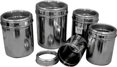 Dynore Steel Grocery Container  - 500 ml, 1250 ml, 1500 ml, 950 ml, 750 ml(Pack of 5, Silver)