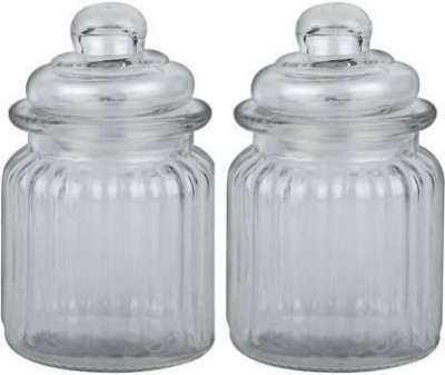 T R Creation Glass Grocery Container  - 350 ml(Pack of 2, Clear)