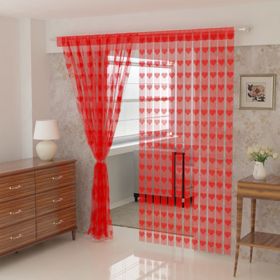 214 cm (7ft) Door Curtain(Red)