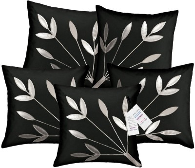 indoAmor Dupion Silk Cushions Cover(Pack of 5, 40 cm*40 cm, Black)