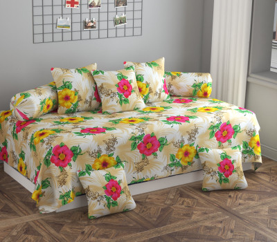 DTODEXPRESS Polycotton Floral Diwan Set(Multicolor)
