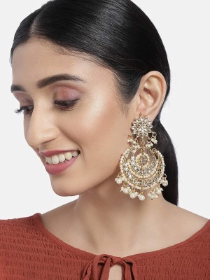 I Jewels 18K Gold Plated Traditional Handcrafted Beaded Big Chandbali Earrings For Women/Girls Alloy Chandbali Earring