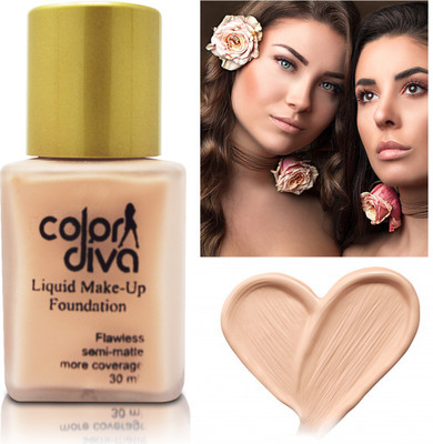 Color Diva Liquid Makeup Foundation Flawless Semi-Matte, Shade-101 Foundation(Beige, 30 ml)