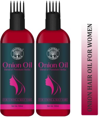 Wildvedic naturals Red Onion Oil for Women With Deep Root Hair Applicator - Controls HairFall & Dandruff , Promotes Hair ReGrowth & Strong hair Roots Hair Oil(200 ml)