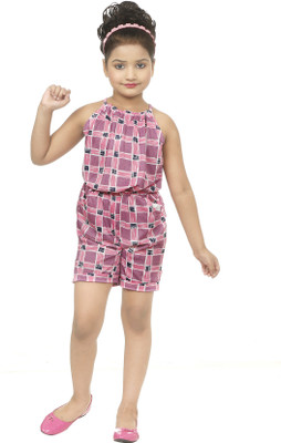 Style Stop Checkered Girls Jumpsuit