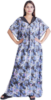 Kastoori Creation Floral Print Satin Blend Women Kaftan