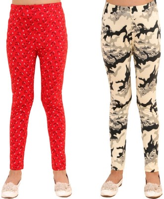 Kids Cave Legging For Girls(Multicolor Pack of 2)