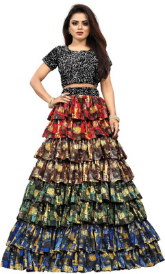 3Buddy Fashion Embellished, Digital Print Semi Stitched Lehenga Choli(Multicolor)