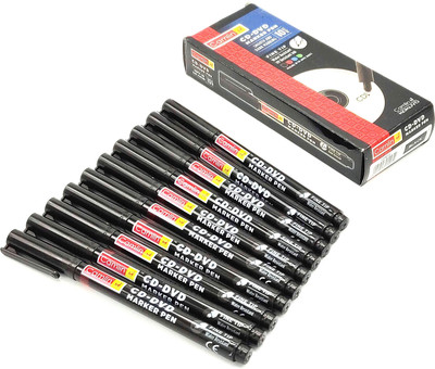 Kokuyo Camlin CD/DVD/OHP Marker Black(Set of 10, Black)