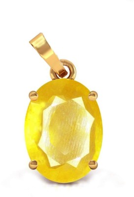 RSPR 11.25 Ratti Yellow Sapphire AAA Quality Pukhraj Panchadhatu Gemstone Pendant/Locket for Men and Women Sapphire Brass Pendant