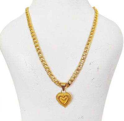 Duepio Latest Gold Plated Excellent Quality Heart Antique Royal Shape Micro Polish Pendant With Hokey Chain (20-22 Inch) For Girls And Women Gold-plated Alloy, Brass Locket