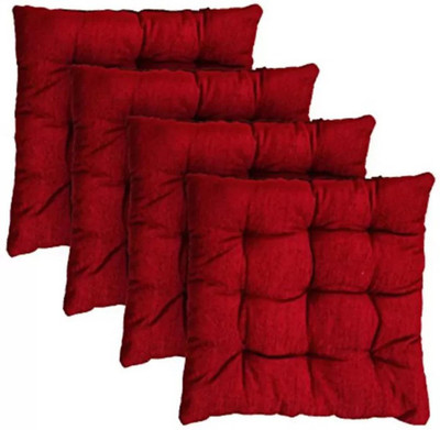 FAJAL COTTON UDHYOG LUXUARY 18*4 Microfibre Solid Cushion Pack of 4(Red)